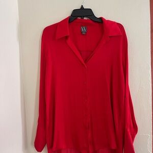 Worthington Red Long Sleeve Button Down Shirt